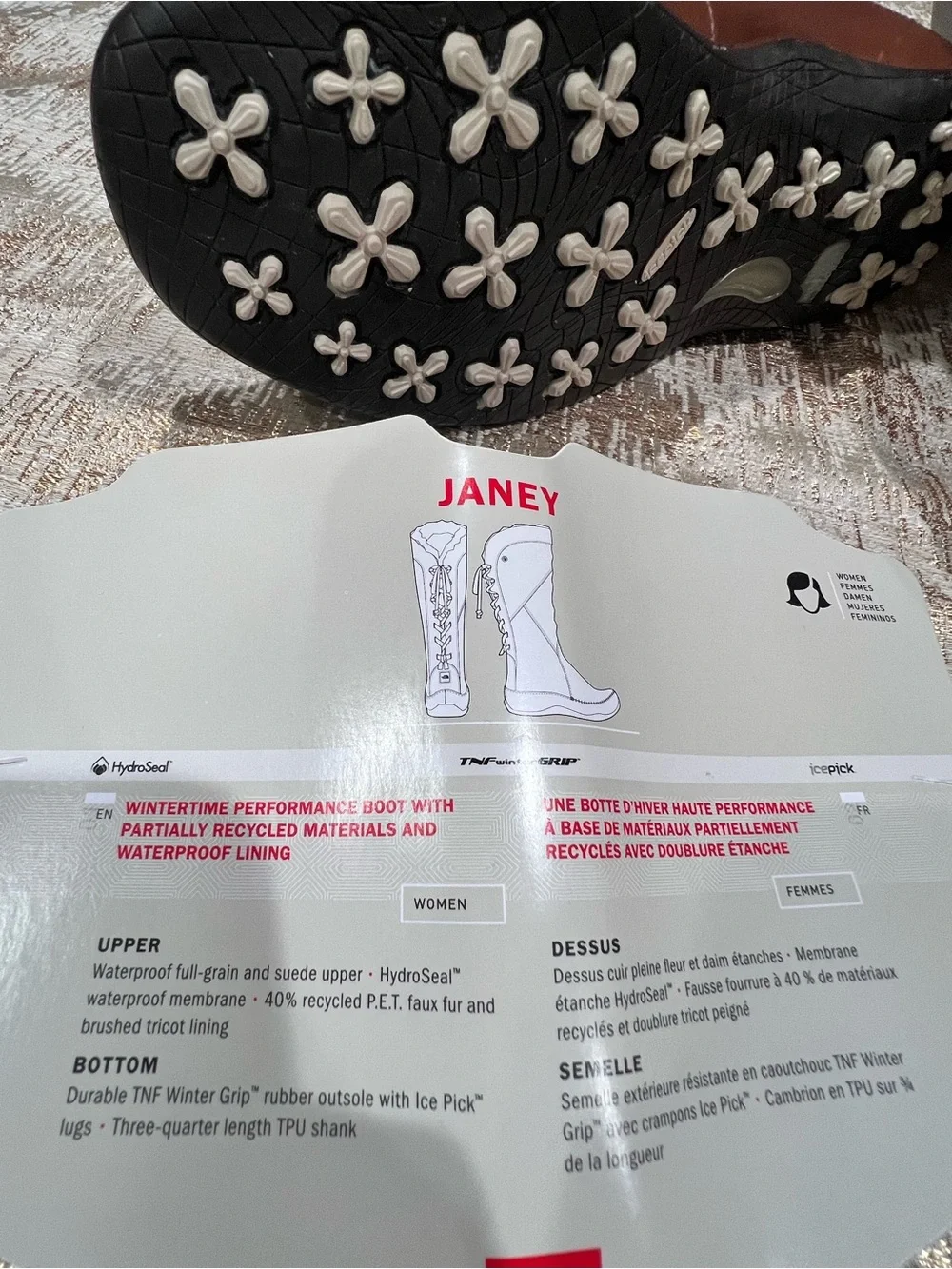 The North Face Janey Waterproof Suede Leather Tall Primaloft Snow Boots 7